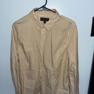 Banana Republic White and Mustard Stripe Dress Shirt